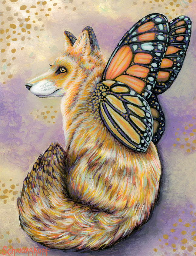 Original Painting on Wood, Butterfox