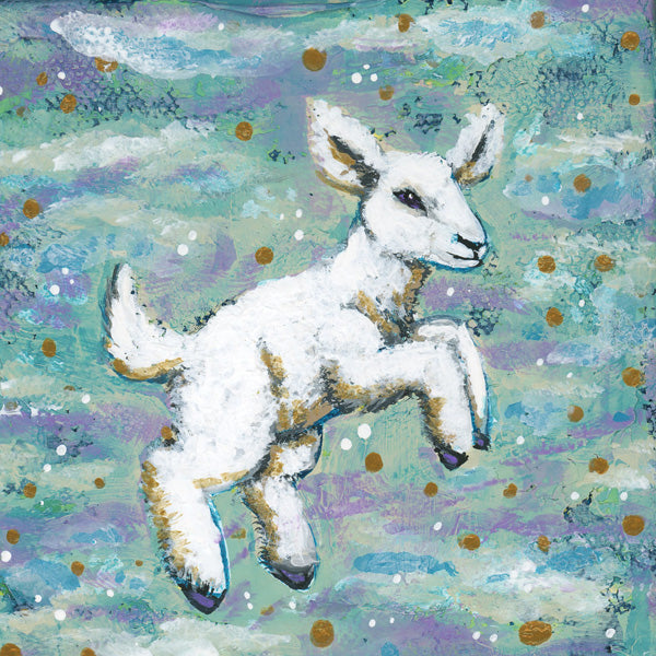 Original Painting on Canvas, Leaping Lamb