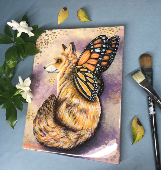 Original Painting on Wood, Butterfox