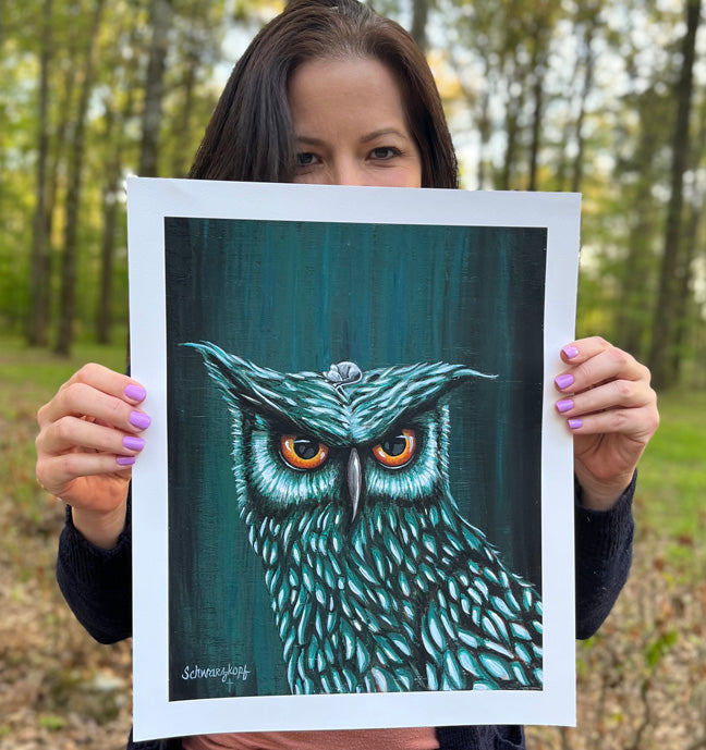 Fine Art Print, Owl and Mouse