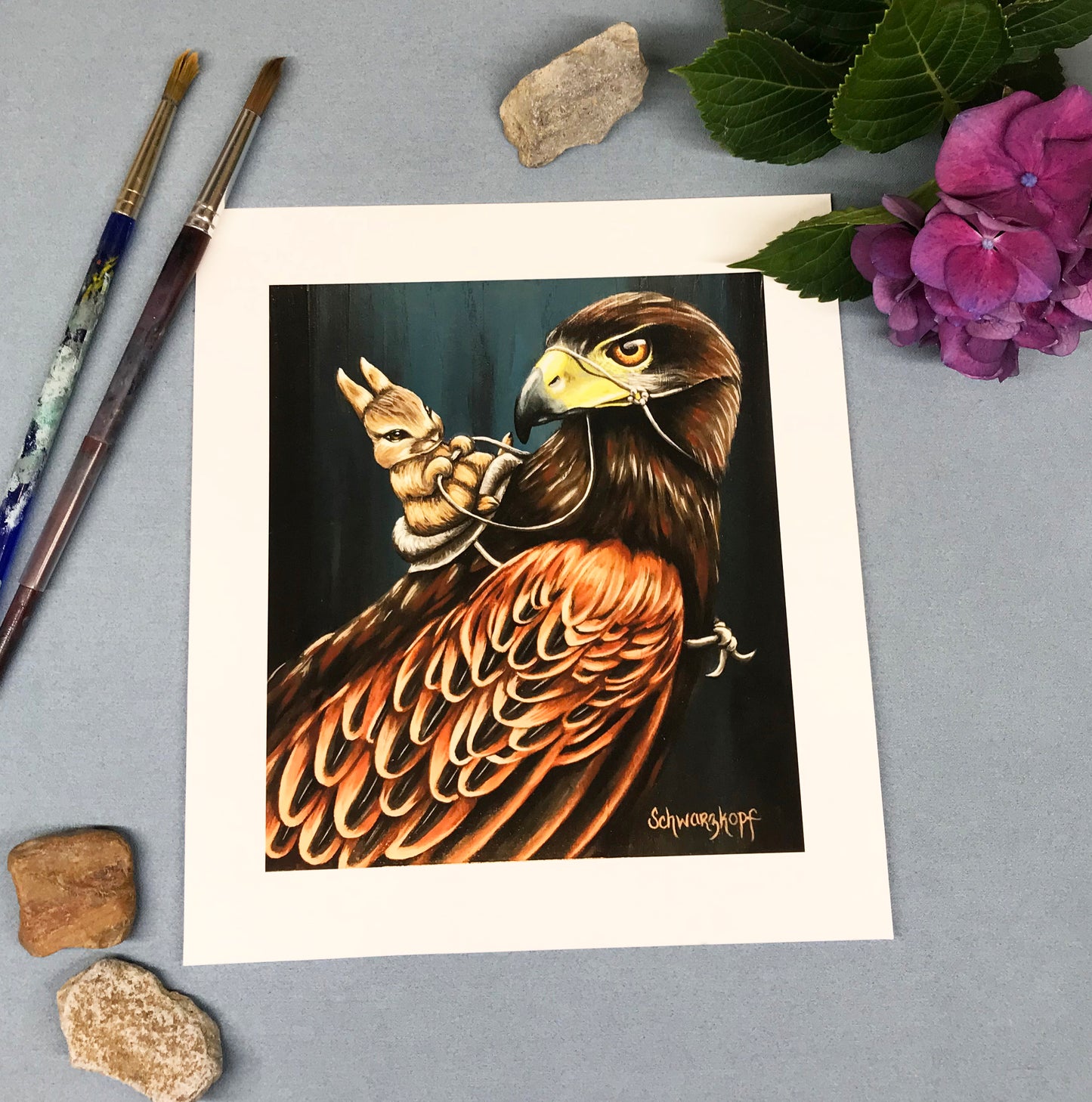 Fine Art Print, Hare and Hawk